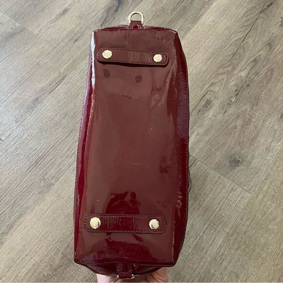 Coach | Bags | Coach Ashley Gathered Satin And Patent  Coach Maroon Patent Leather Ashley Satchel GUC